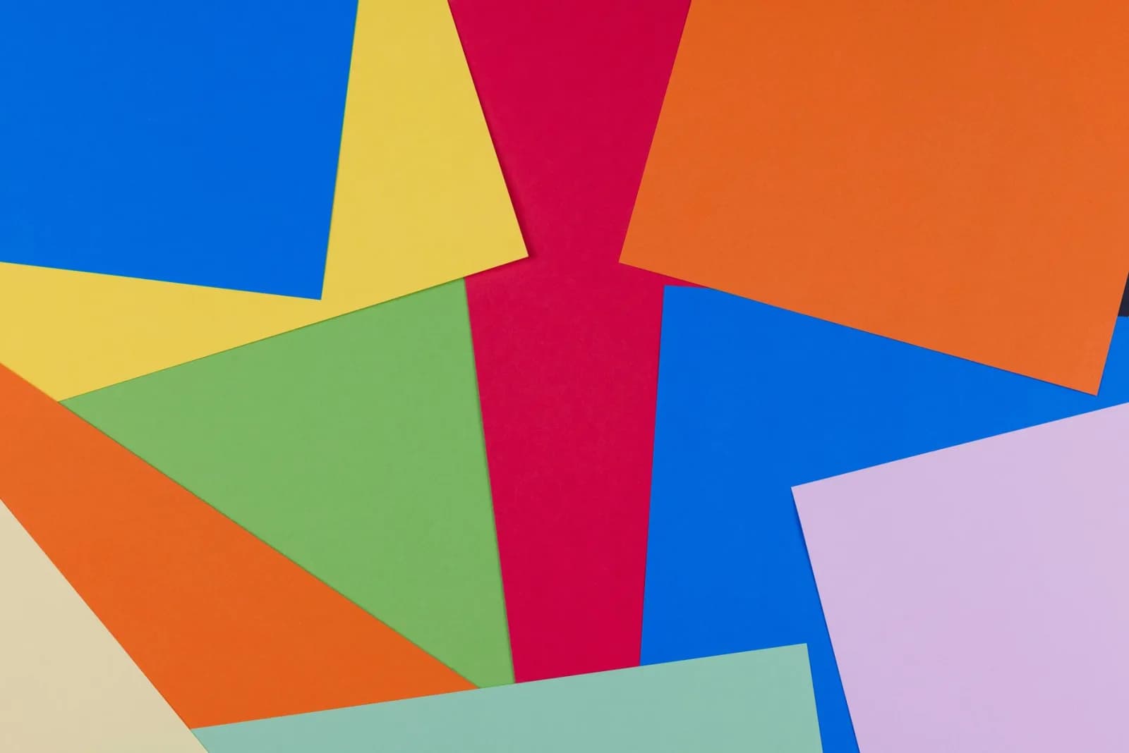 Vibrant and colorful geometric arrangement of paper for abstract backgrounds.