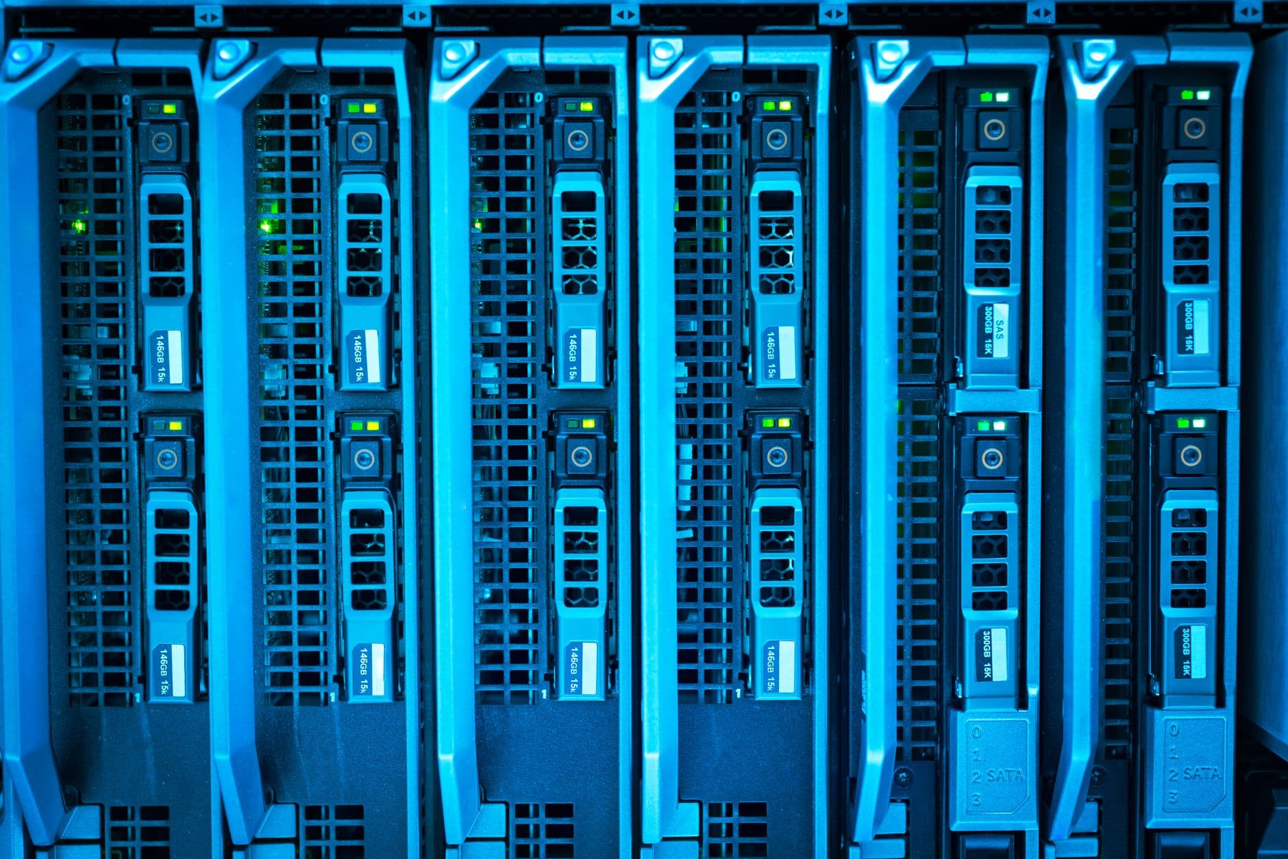 Servers installed in an infrastructure rack.